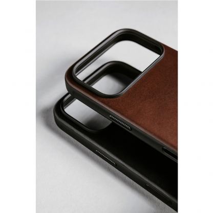 Кожен (естествена кожа) кейс с MagSafe за iPhone 17 Pro - Nomad Modern Horween Leather MagSafe Case (тъмнокафяв) 10