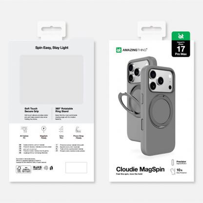 Силиконов (TPU) калъф с MagSafe за iPhone 17 Pro Max - AmazingThing Cloudie MagSpin Magnetic Soft Silicone Case (сив) 9