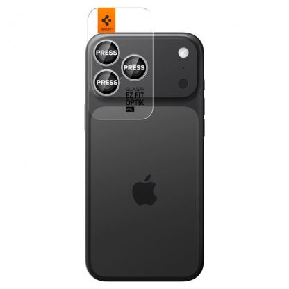 2 комплекта предпазни стъклени лещи за камерата на iPhone 17 Pro, iPhone 17 Pro Max, iPhone 16 Pro, iPhone 16 Pro Max, iPhone 15 Pro, iPhone 15 Pro Max, iPhone 14 Pro, iPhone 14 Pro Max - Spigen Glass tR EZ Fit Optik Pro Lens Protector 2 Pack (сребрист) 2