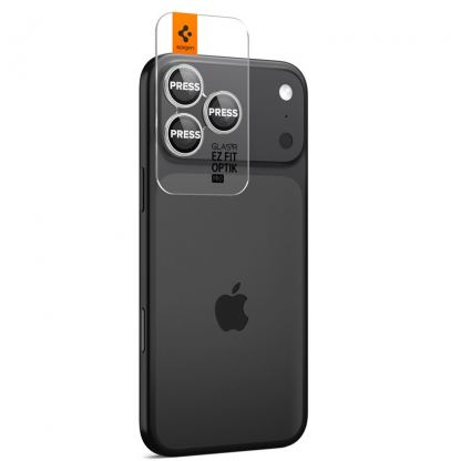 2 комплекта предпазни стъклени лещи за камерата на iPhone 17 Pro, iPhone 17 Pro Max, iPhone 16 Pro, iPhone 16 Pro Max, iPhone 15 Pro, iPhone 15 Pro Max, iPhone 14 Pro, iPhone 14 Pro Max - Spigen Glass tR EZ Fit Optik Pro Lens Protector 2 Pack (сребрист) 3
