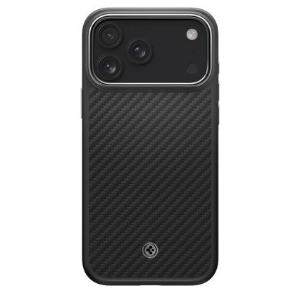 Кевларен кейс с MagSafe за iPhone 17 Pro Max - Spigen Enzo Aramid T MagSafe Case (черен-сребрист) 2