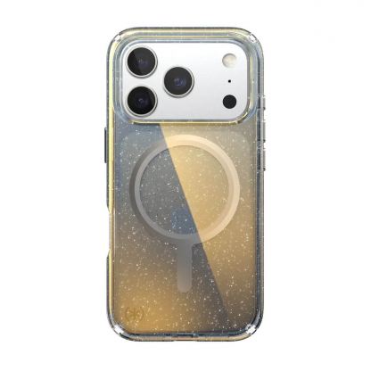 Удароустойчив хибриден кейс с Magsafe за iPhone 17 Pro - Speck Presidio Lux Hyper Mirror Glitter MagSafe Case (прозрачен-сребрист) 2