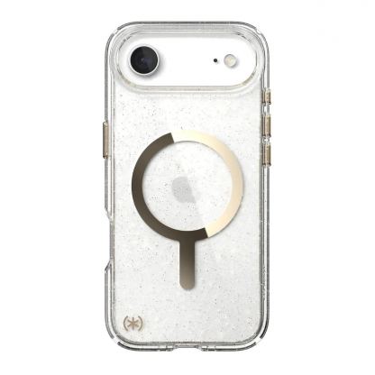 Удароустойчив хибриден кейс с Magsafe за iPhone 17 Air - Speck Presidio Lux Glitter MagSafe Case (прозрачен-златист) 3