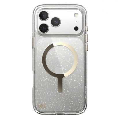 Удароустойчив хибриден кейс с Magsafe за iPhone 17 Pro Max - Speck Presidio Lux Glitter MagSafe Case (прозрачен-златист) 2