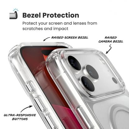 Удароустойчив хибриден кейс с Magsafe за iPhone 17 Pro Max - Speck Presidio Perfect Clear MagSafe Case (прозрачен-сребрист) 5
