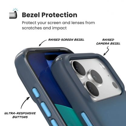 Удароустойчив хибриден кейс с Magsafe за iPhone 17 Pro - Speck Presidio Lux MagSafe Case (син-черен) 5