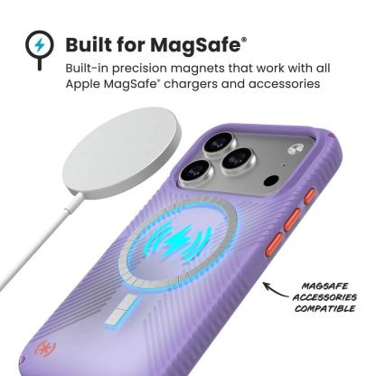 Удароустойчив хибриден кейс с Magsafe за iPhone 17 Pro - Speck Presidio Lux Grip MagSafe Case (лилав) 8