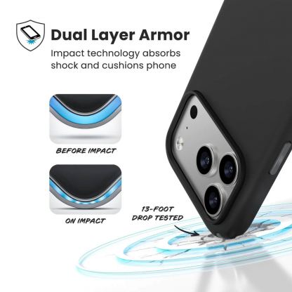 Удароустойчив хибриден кейс с Magsafe за iPhone 17 Pro - Speck Presidio 2 Pro MagSafe Case (черен-сив) 7