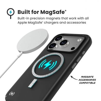 Удароустойчив хибриден кейс с Magsafe за iPhone 17 Pro - Speck Presidio 2 Pro MagSafe Case (черен-сив) 8