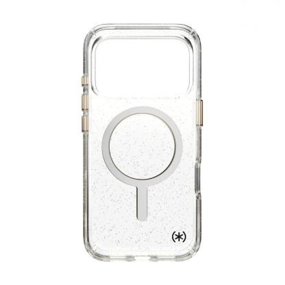 Удароустойчив хибриден кейс с Magsafe за iPhone 17 Pro - Speck Presidio Lux Glitter MagSafe Case (прозрачен-златист) 4
