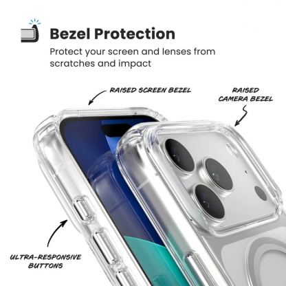 Удароустойчив хибриден кейс с Magsafe за iPhone 17 Pro - Speck Presidio Perfect Clear MagSafe Case (прозрачен-сребрист) 5