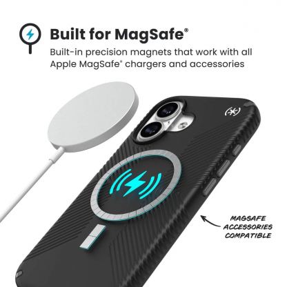 Удароустойчив хибриден кейс с Magsafe за iPhone 17 - Speck Presidio 2 Grip MagSafe Case (черен-сив) 8