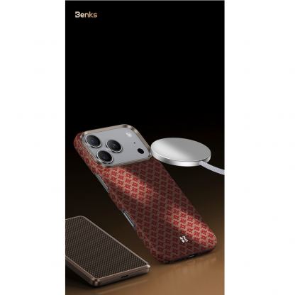 Кевларен кейс с MagSafe за iPhone 17 Pro - Benks ArmorGrid ArmorAir Magnetic Kevlar Metal Frame Case 600D (оранжев) 6