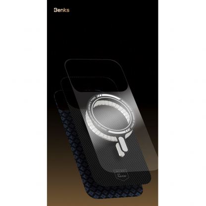 Кевларен кейс с MagSafe за iPhone 17 Pro - Benks ArmorGrid ArmorAir Magnetic Kevlar Metal Frame Case 600D (оранжев) 7