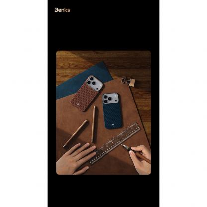 Кевларен кейс с MagSafe за iPhone 17 Pro - Benks ArmorGrid ArmorAir Magnetic Kevlar Metal Frame Case 600D (оранжев) 8