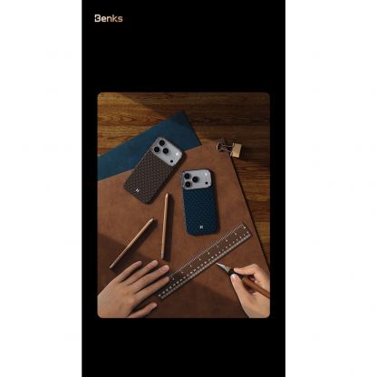 Кевларен кейс с MagSafe за iPhone 17 Pro Max - Benks ArmorGrid ArmorAir Magnetic Kevlar Metal Frame Case 600D (син) 8