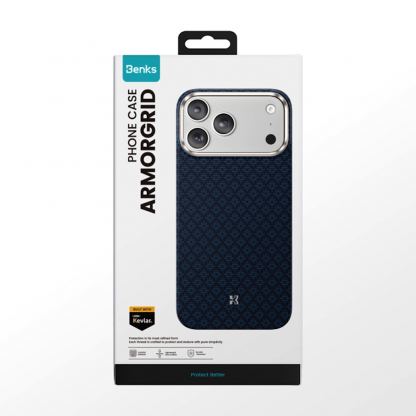Кевларен кейс с MagSafe за iPhone 17 Pro Max - Benks ArmorGrid ArmorAir Magnetic Kevlar Metal Frame Case 600D (син) 9