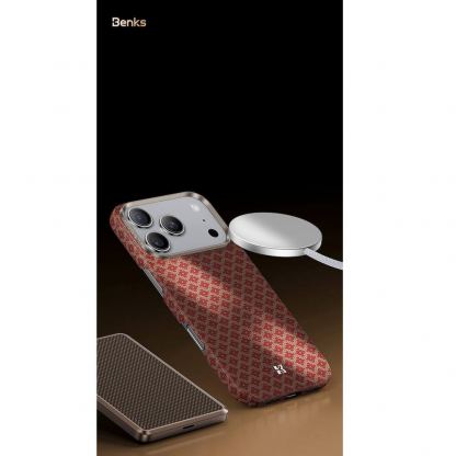 Кевларен кейс с MagSafe за iPhone 17 Pro Max - Benks ArmorGrid ArmorAir Magnetic Kevlar Metal Frame Case 600D (оранжев) 6