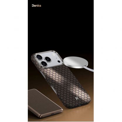 Кевларен кейс с MagSafe за iPhone 17 - Benks ArmorGrid ArmorAir Magnetic Kevlar Metal Frame Case 600D (златист) 3
