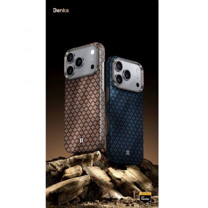 Кевларен кейс с MagSafe за iPhone 17 Pro - Benks ArmorGrid ArmorAir Magnetic Kevlar Metal Frame Case 600D (златист) 4