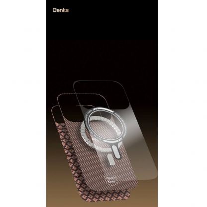 Кевларен кейс с MagSafe за iPhone 17 Pro Max - Benks ArmorGrid ArmorAir Magnetic Kevlar Metal Frame Case 600D (златист) 6