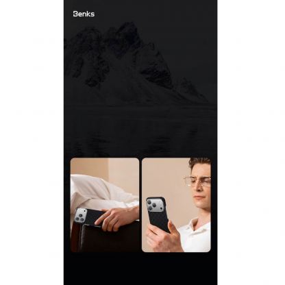 Кевларен кейс с MagSafe за iPhone 17 Pro - Benks ArmorGrid ArmorAir Magnetic Kevlar Metal Frame Case 600D (черен) 7