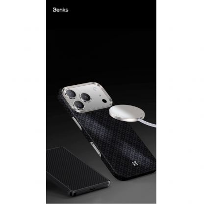 Кевларен кейс с MagSafe за iPhone 17 Pro - Benks ArmorGrid ArmorAir Magnetic Kevlar Metal Frame Case 600D (черен) 10