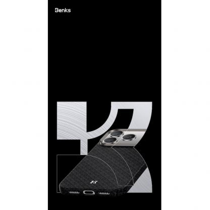 Кевларен кейс с MagSafe за iPhone 17 Pro - Benks ArmorGrid ArmorAir Magnetic Kevlar Metal Frame Case 600D (черен) 11
