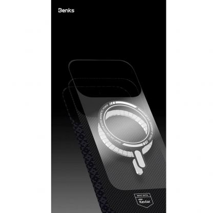 Кевларен кейс с MagSafe за iPhone 17 Pro Max - Benks ArmorGrid ArmorAir Magnetic Kevlar Metal Frame Case 600D (черен) 9