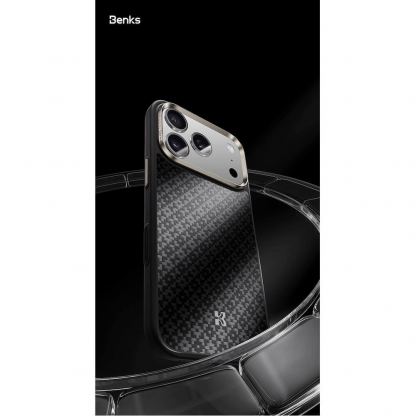 Удароустойчив кевларен кейс с MagSafe за iPhone 17 Pro - Benks Magnetic Armor Pro ArmorGrid Kevlar Case Metal Frame Case 600D (черен) 5