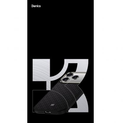 Удароустойчив кевларен кейс с MagSafe за iPhone 17 Pro - Benks Magnetic Armor Pro ArmorGrid Kevlar Case Metal Frame Case 600D (черен) 12