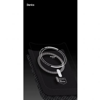 Удароустойчив кевларен кейс с MagSafe за iPhone 17 Pro Max - Benks Magnetic Armor Pro ArmorGrid Kevlar Case Metal Frame Case 600D (черен) 10