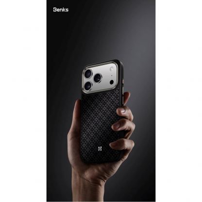 Удароустойчив кевларен кейс с MagSafe за iPhone 17 Pro Max - Benks Magnetic Armor Pro ArmorGrid Kevlar Case Metal Frame Case 600D (черен) 13