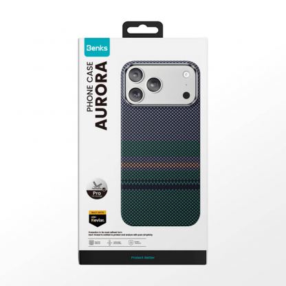 Удароустойчив кевларен кейс с MagSafe за iPhone 17 Pro - Benks Magnetic Armor Pro Aurora Camera Control Button Kevlar Case 600D (черен) 13