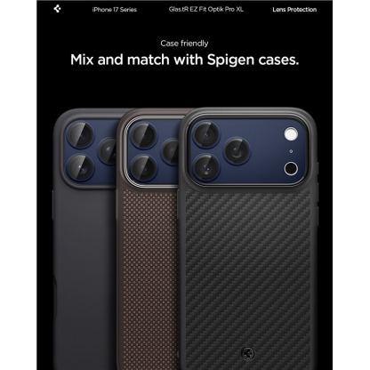 Предпазни стъклени лещи с цяла плочка за камерата на iPhone 17 Pro - Spigen Glass tR EZ Fit Optik Pro XL (син) 4