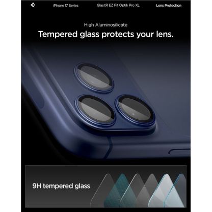 Предпазни стъклени лещи с цяла плочка за камерата на iPhone 17 Pro - Spigen Glass tR EZ Fit Optik Pro XL (син) 5