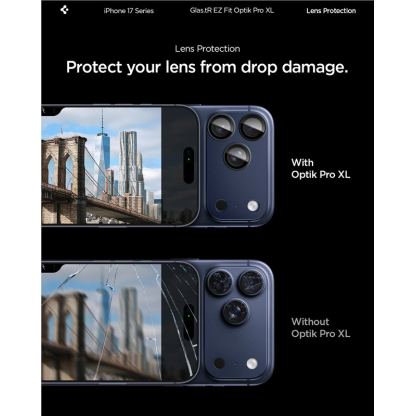 Предпазни стъклени лещи с цяла плочка за камерата на iPhone 17 Pro - Spigen Glass tR EZ Fit Optik Pro XL (син) 6