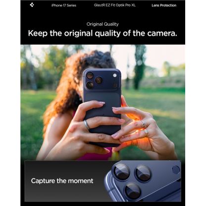 Предпазни стъклени лещи с цяла плочка за камерата на iPhone 17 Pro - Spigen Glass tR EZ Fit Optik Pro XL (син) 8