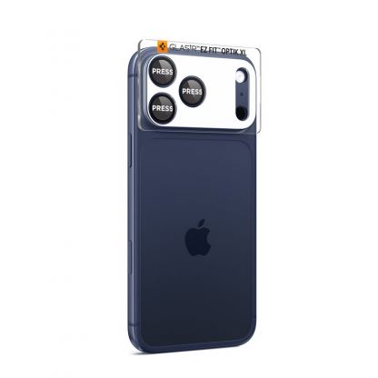 Предпазни стъклени лещи с цяла плочка за камерата на iPhone 17 Pro - Spigen Glass tR EZ Fit Optik Pro XL (син) 14