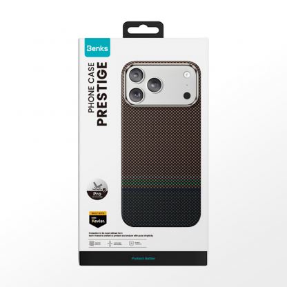 Кевларен кейс с MagSafe за iPhone 17 Pro - Benks Magnetic Armor Air Prestige Kevlar Camera Control Button Case 600D (кафяв) 13