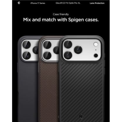 Предпазни стъклени лещи с цяла плочка за камерата на iPhone 17 Pro - Spigen Glass tR EZ Fit Optik Pro XL (сребрист) 4