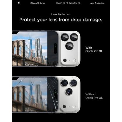 Предпазни стъклени лещи с цяла плочка за камерата на iPhone 17 Pro - Spigen Glass tR EZ Fit Optik Pro XL (сребрист) 6