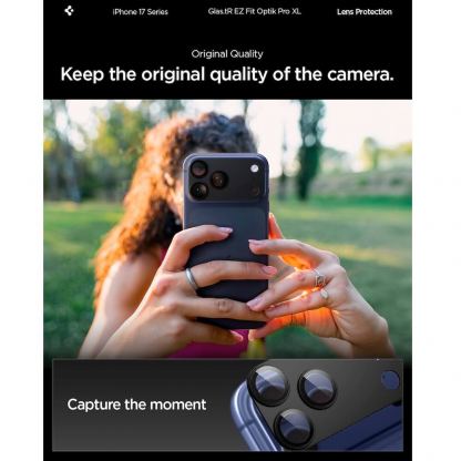 Предпазна плочка за камерата на iPhone 17 Pro Max - Spigen Glass tR EZ Fit Optik Pro XL (черен) 13