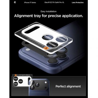 Предпазна плочка за камерата на iPhone 17 Pro Max - Spigen Glass tR EZ Fit Optik Pro XL (черен) 14