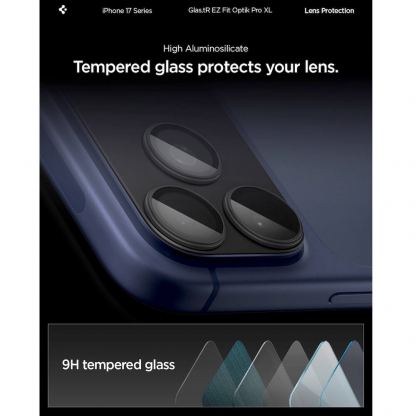 Предпазна плочка за камерата на iPhone 17 Pro Max - Spigen Glass tR EZ Fit Optik Pro XL (черен) 16