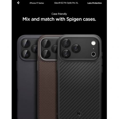 Предпазна плочка за камерата на iPhone 17 Pro Max - Spigen Glass tR EZ Fit Optik Pro XL (черен) 17
