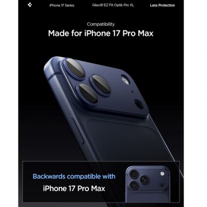 Предпазна плочка за камерата на iPhone 17 Pro Max - Spigen Glass tR EZ Fit Optik Pro XL (син) 11
