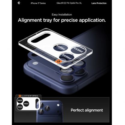Предпазна плочка за камерата на iPhone 17 Pro Max - Spigen Glass tR EZ Fit Optik Pro XL (син) 13