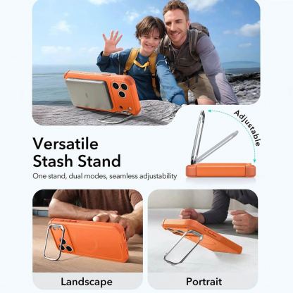 Хибриден кейс с висока степен на защита с MagSafe за iPhone 17 Pro Max - ESR Cyber Armor Kickstand MagSafe Case (оранжев) 6