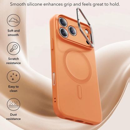 Силиконов (TPU) калъф с MagSafe за iPhone 17 Pro - ESR Cloud Soft МagSafe HaloLock Kickstand (оранжев) 2